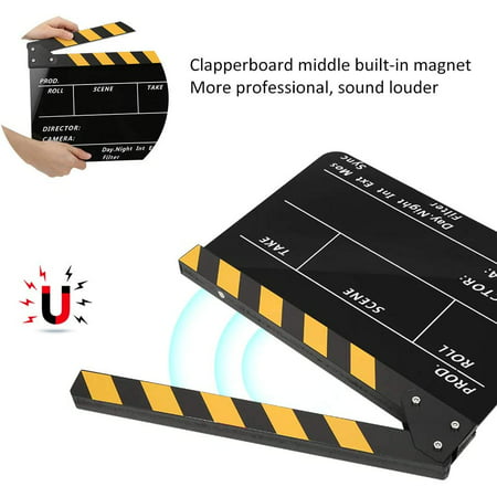#2 Film Clapperboard 30x25CM Acrylic Movie Clapperboard Professional Director Action Clap Film Photography Tool Suitable for Role Playing Editing Video Production Movie Film Camera Photography 